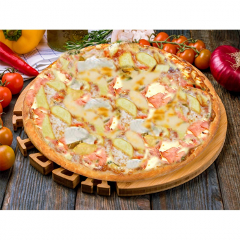 237. Pizza Europa mit Schinken, Kartoffeln, frische Käse & Sauce Hollandaise