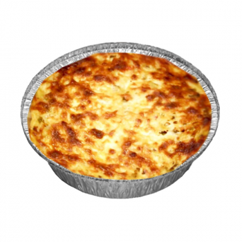 110. Rigatoni mit Schinken, Erbsen, Pilzen Tomatensahnesauce Käse überbacken