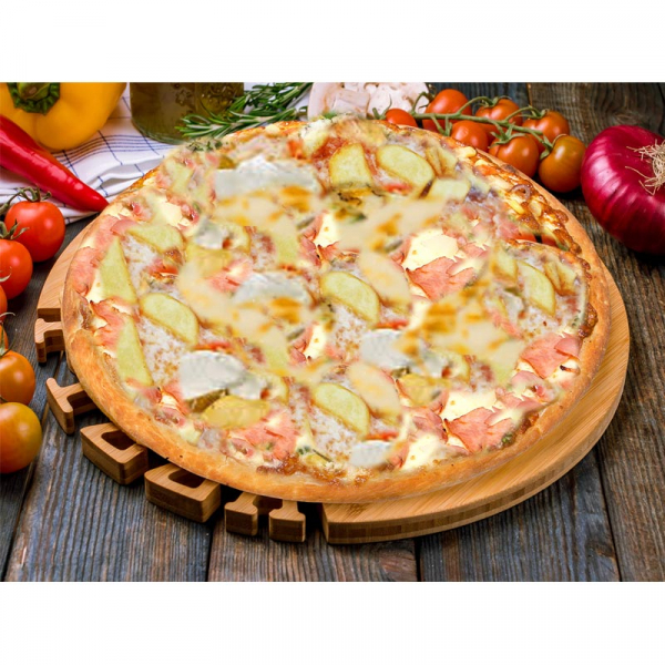 237. Pizza Europa mit Schinken, Kartoffeln, frische Käse & Sauce Hollandaise