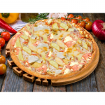 237. Pizza Europa mit Schinken, Kartoffeln, frische Käse & Sauce Hollandaise