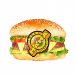 51. Big Cheeseburger A,G mit Salat, saure Gurke, Tomate, rote Zwiebeln Soßen