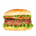 52. Big Hawaii Burger  mit Ananas Salat, saure Gurke, Tomaten
