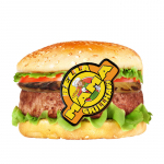 50, Big Hamburger, mit Salat, saure Gurke, Tomate, rote Zwiebeln Soßen