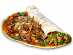 81. Türkische Pizza  Lahmacun Spezial mit Dönerfleisch & Soße