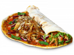 87. Türkische Pizza Lahmacun  mit Dönerfleisch, Weichkäse & Beilage