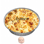 115. Asmen mit Hackfleisch, Blumenkohl, Kartoffeln, Tomatensahnesauce überbacken