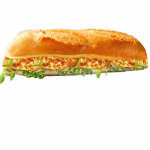 76. Baguette Spezial mit Mozzarella frische Salat, Basilikum & Soße