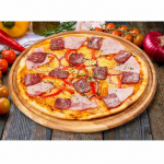 231. Vier Jahreszeiten Pilze, Schinken, Salami, rote Zwiebeln