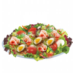 136. Salate Cheff knackig-frische Salatmischung mit Kirschtomaten, Schinken, Ei