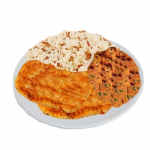 126. Schnitzel mit Jägersoße, Pilze und Erbsen