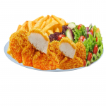 44. Chicken Nuggets auf Teller mit Pommes & Salat